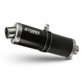 Escape homologado Storm OVAL em aço preto para SUZUKI DL 1000 V-STROM 14-20 | DL 1050 V-STROM 20-24