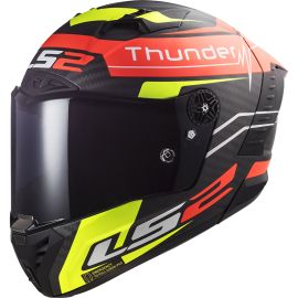 Casco Integral LS2 Thunder Carbon Attack amarillo y rojo mate