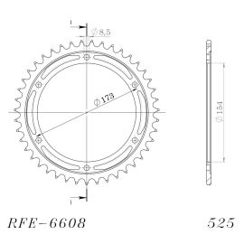 Coroa Supersprox RFE-6608-BLK de aço em preto