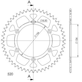 Coroa Supersprox RAL-1512-SLV em alumínio na cor aço