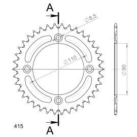 Coroa Supersprox RAL-452-SLV em alumínio na cor aço