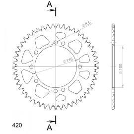 Coroa Supersprox RAL-457-SLV em alumínio na cor aço