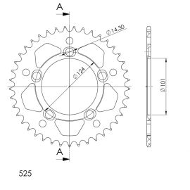 Coroa Supersprox RAL-991-ORG em alumínio na cor laranja