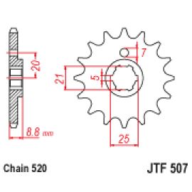 Rodas dentadas de borracha JT Sprockets de aço JTF507