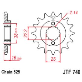 Rodas dentadas de borracha JT Sprockets de aço JTF740