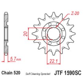 Rodas dentadas auto-lavável JT Sprockets em aço JTF1590SC