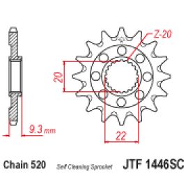 Rodas dentadas auto-lavável JT Sprockets em aço JTF1446SC